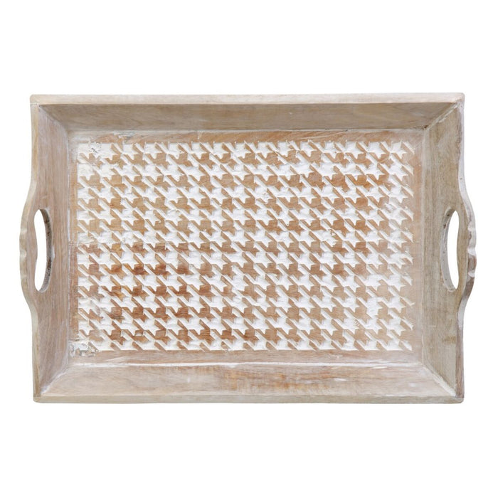 Snack tray 52,5 x 35 x 6 cm White Mango wood (2 Units)