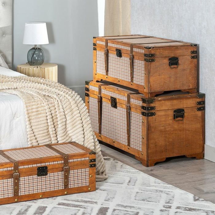 Set of Chests 90 x 47 x 45 cm Synthetic Fabric Wood Frames (3 Pieces)