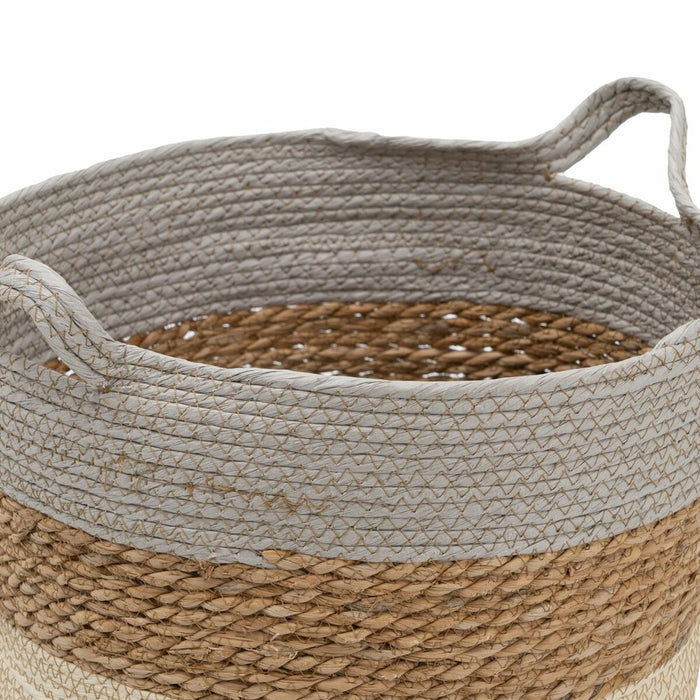 Set of Baskets Natural Grey Natural Fibre 48 x 48 x 42 cm (3 Pieces)