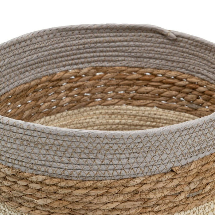 Multi-purpose basket 28 x 28 x 36 cm Natural Grey Natural Fibre (3 Pieces)