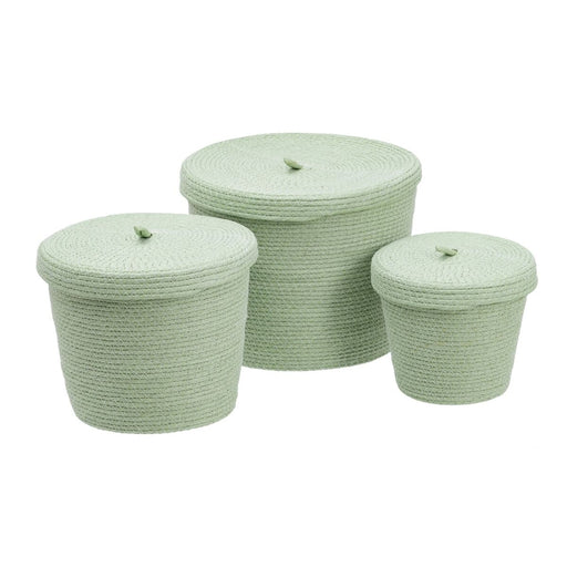 Multi-purpose basket 3 Pieces 28 x 28 x 36 cm Rope Light Green