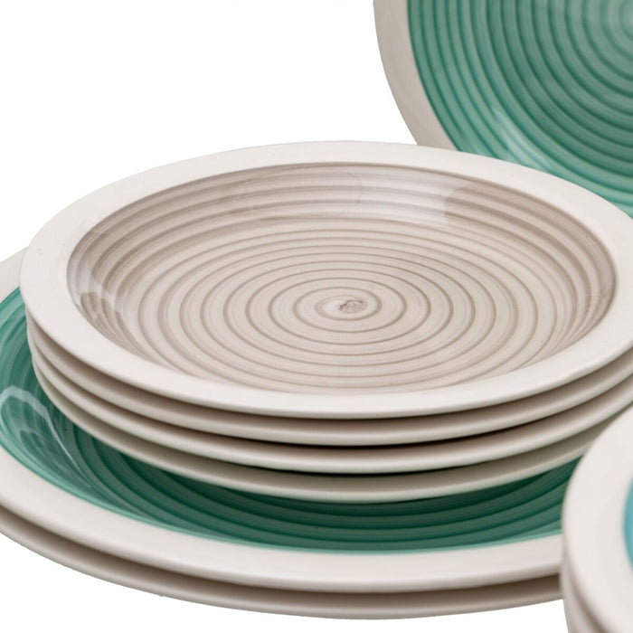 Tableware 18 Pieces Blue Green 1 cm Stoneware