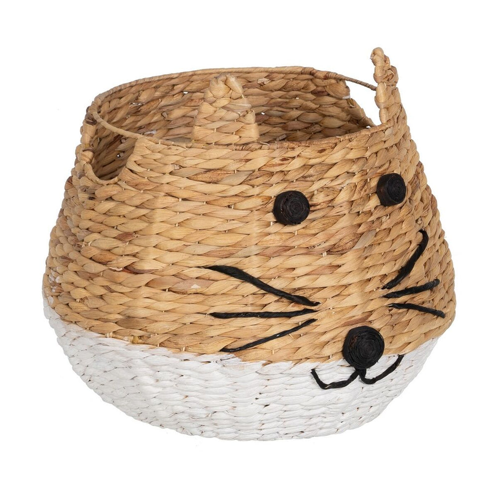 Basket Cat White Black Beige Natural Fibre 41 x 41 x 38 cm