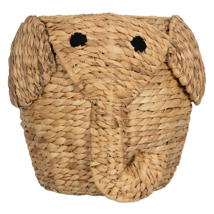 Basket Elephant Black Beige Natural Fibre 38 x 38 x 42 cm