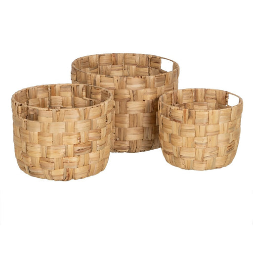 Set of Baskets Beige Natural Fibre 38 x 38 x 28 cm (3 Units)