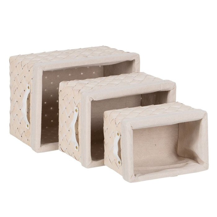 Basket set White Wood Fabric 39,5 x 30 x 24 cm (3 Units)