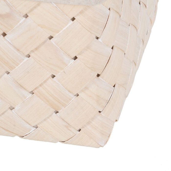 Basket set White Wood Fabric 39,5 x 30 x 24 cm (3 Units)