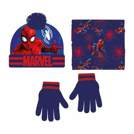 Hat, Gloves and Neck Warmer Spiderman 3 Pieces Blue