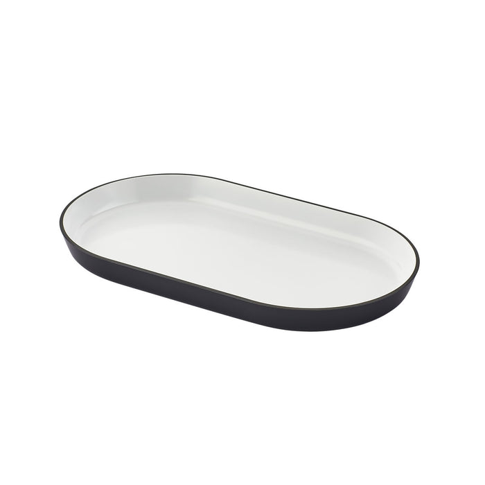 Tray White/Black Melamin Oval (28 x 16 x 2,5 cm)