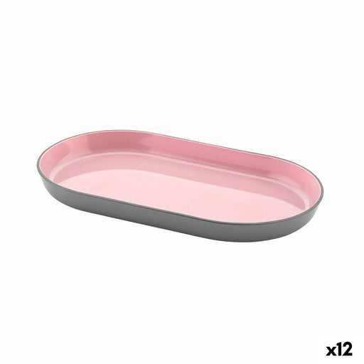 Tray Inde Melamin Pink/Grey 28 x 16 x 2,5 cm (12 Units)