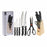 Set of Kitchen Knives and Stand Excellent Houseware Scissors 7 Pieces Black Wood Stainless steel polypropylene