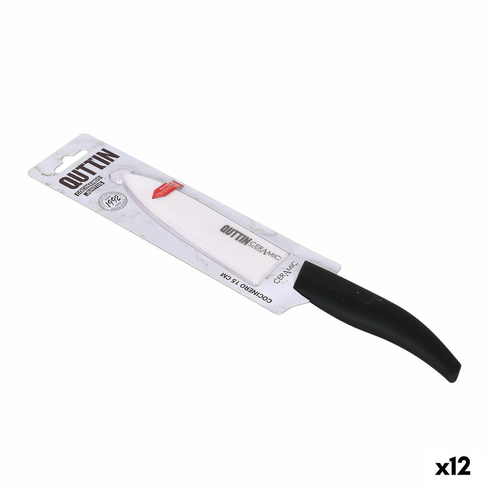 Kitchen Knife Quttin Ceramic White Black 15 cm (12 Units)