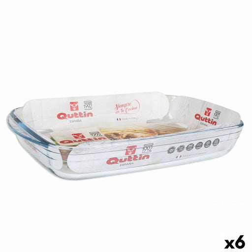 Oven Dish Quttin   Transparent 3 L Glass Rectangular 35,4 x 22 x 5,5 cm (6 Units)