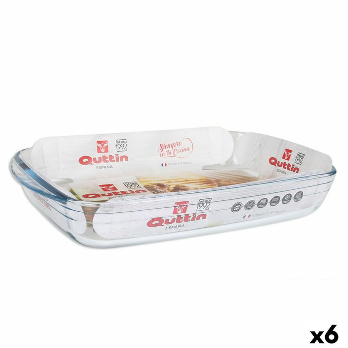 Oven Dish Quttin   Transparent 3 L Glass Rectangular 35,4 x 22 x 5,5 cm (6 Units)