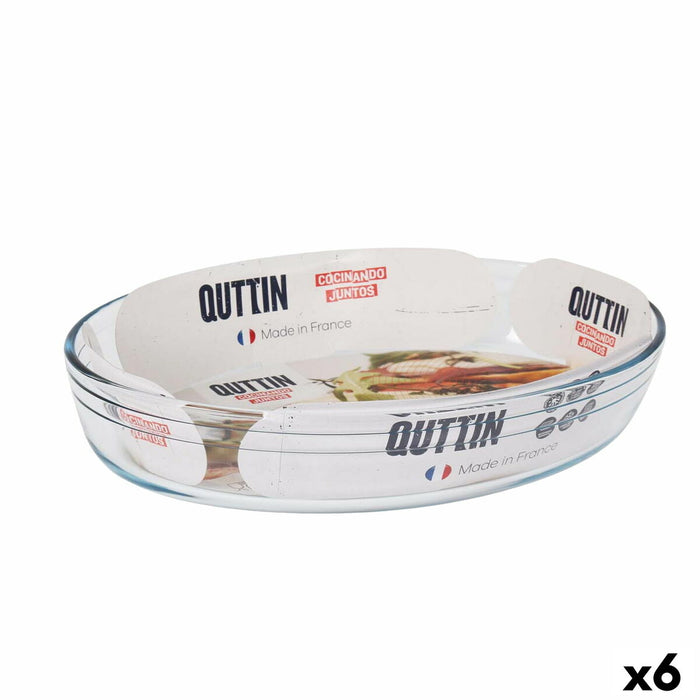 Oven Dish Quttin   Transparent 3,4 L Glass Oval 35,1 x 24,1 x 6,5 cm (6 Units)