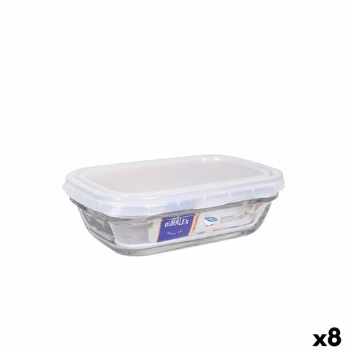 Rectangular Lunchbox with Lid Duralex Freshbox 400 ml Transparent (8 Units)