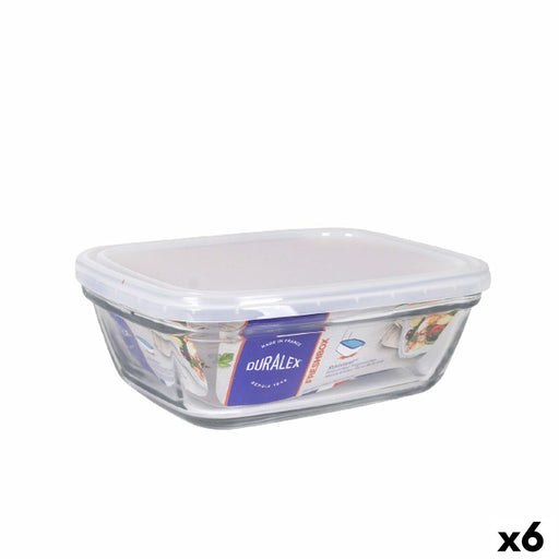 Rectangular Lunchbox with Lid Duralex Freshbox 1,1 L Transparent (6 Units)