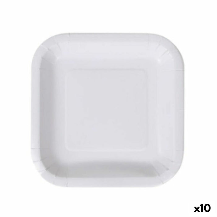 Plate set Algon Disposable White Cardboard 20 cm (10 Units)