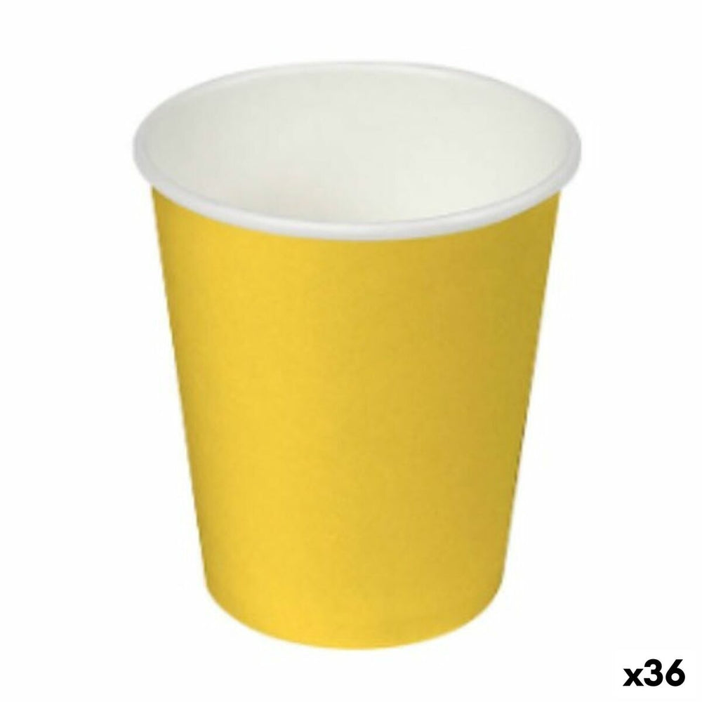 Set of glasses Algon Cardboard Disposable Yellow 36 Units (24 Pieces)