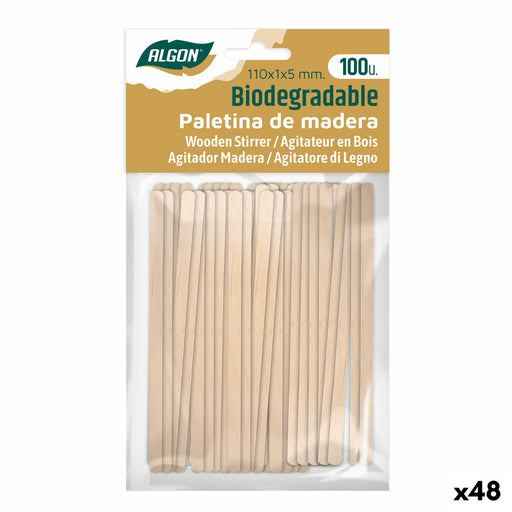 Kit of coffee stirrers Algon Wood 100 Pieces (48 Units)