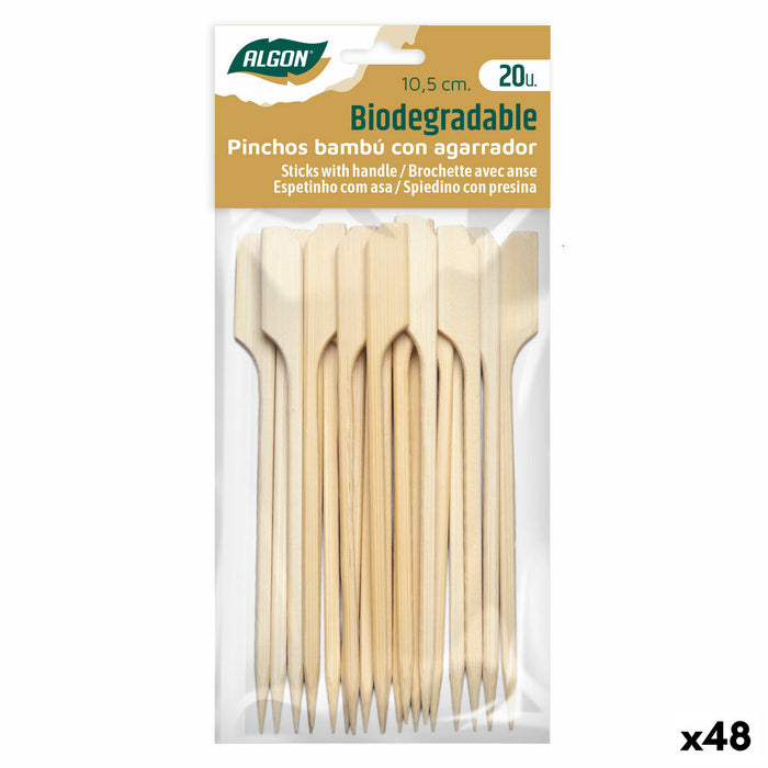 Bamboo toothpicks Algon 10,5 cm Set 20 Pieces (48 Units)