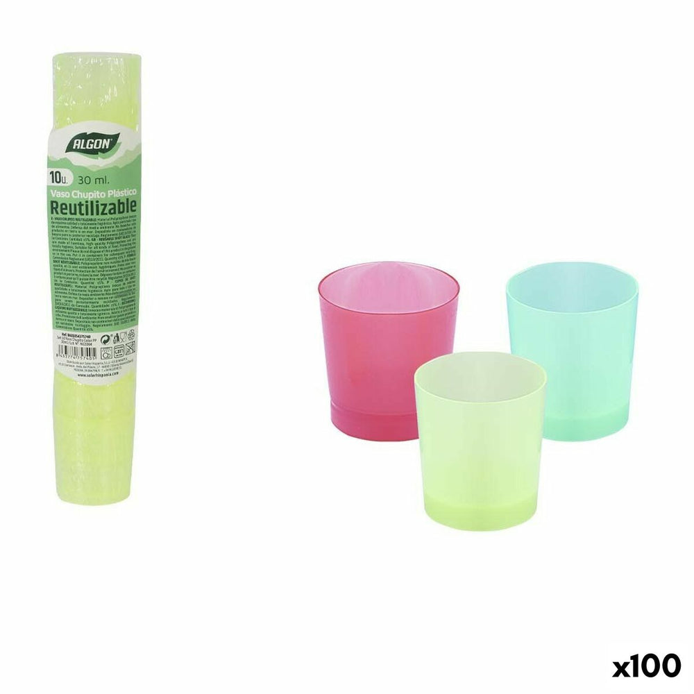 Set of Shot Glasses Algon Reusable polypropylene 10 Pieces 30 ml (100 Units)