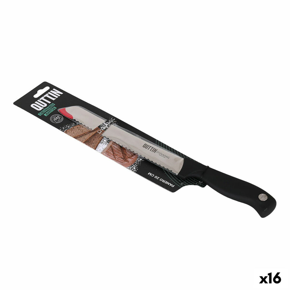 Bread Knife Quttin Dynamic Black Silver 20 cm (16 Units)