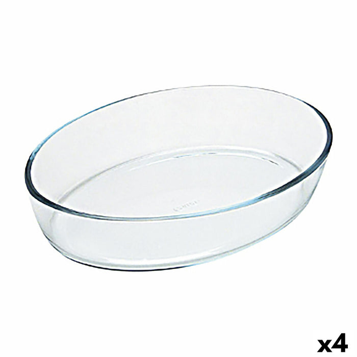 Oven Dish Pyrex Classic Vidrio Oval Transparent Glass 40 x 28 x 7 cm (4 Units)