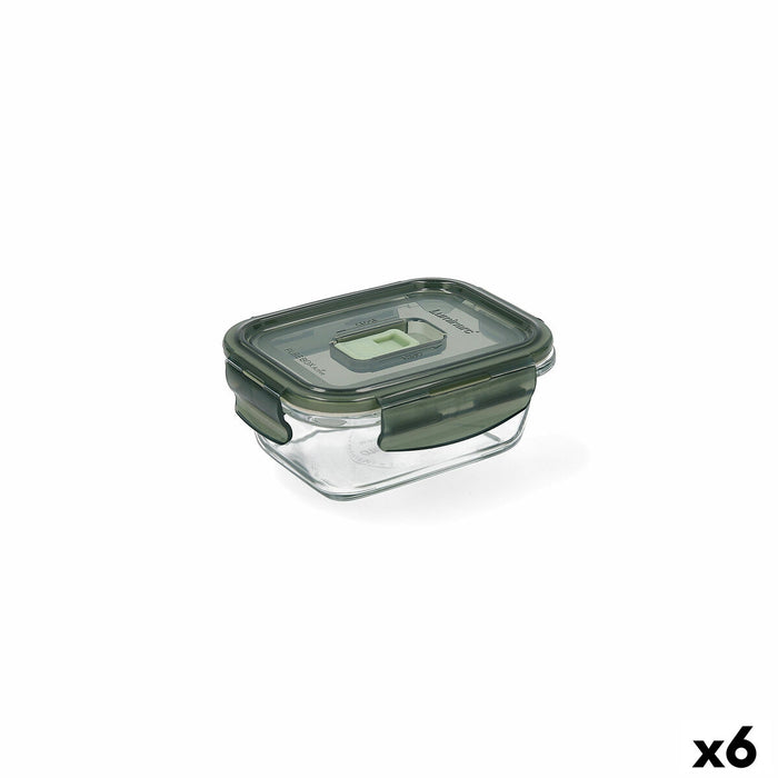 Hermetic Lunch Box Luminarc Pure Box 380 ml 12 x 9 cm Dark green Glass (6 Units)