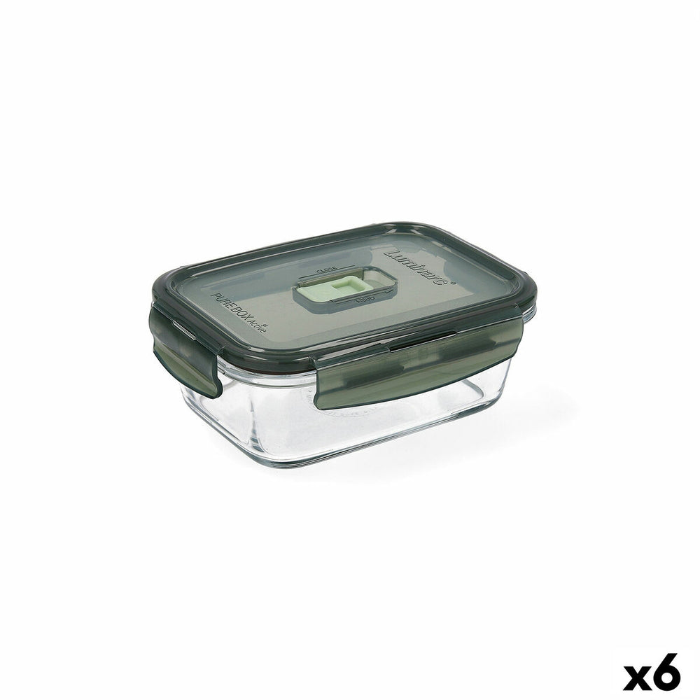 Hermetic Lunch Box Luminarc Pure Box 16 x 11 cm 820 ml Dark green Glass (6 Units)