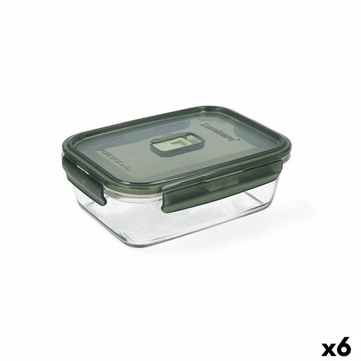 Hermetic Lunch Box Luminarc Pure Box 19 x 13 cm 1,22 L Dark green Glass (6 Units)