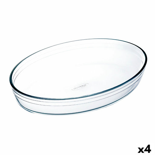 Oven Dish Ô Cuisine   Oval 40 x 28 x 7 cm Transparent Glass (4 Units)