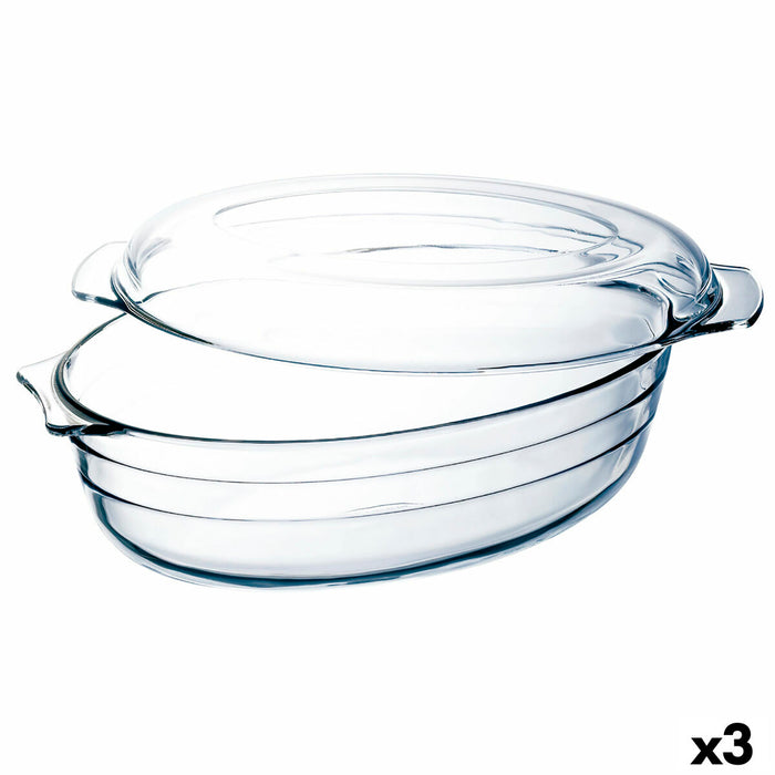 Serving Platter Ô Cuisine Ocuisine Vidrio With lid 3 L 1,1 L Transparent Glass 3 Units