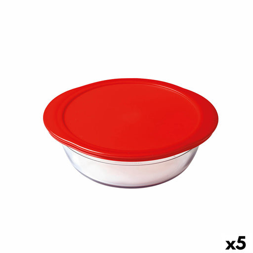 Round Lunch Box with Lid Ô Cuisine Cook & Store Red 350 ml 15 x 15 x 5 cm Silicone Glass (5 Units)