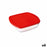 Square Lunch Box with Lid Ô Cuisine Cook & Store Red 1 L 20 x 17 x 6 cm Silicone Glass (6 Units)