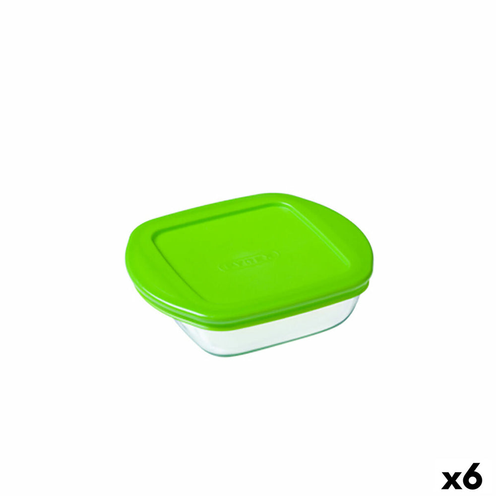 Square Lunch Box with Lid Pyrex Cook & Store Green 1 L 20 x 17 x 5,5 cm Silicone Glass (6 Units)