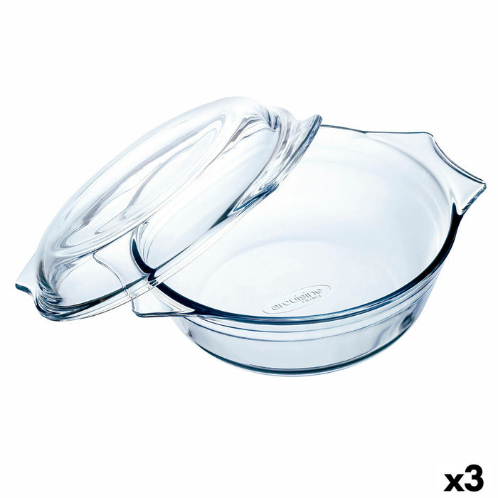 Oven Dish Ô Cuisine   With lid 21,5 x 18 x 8,5 cm Transparent Glass (3 Units)