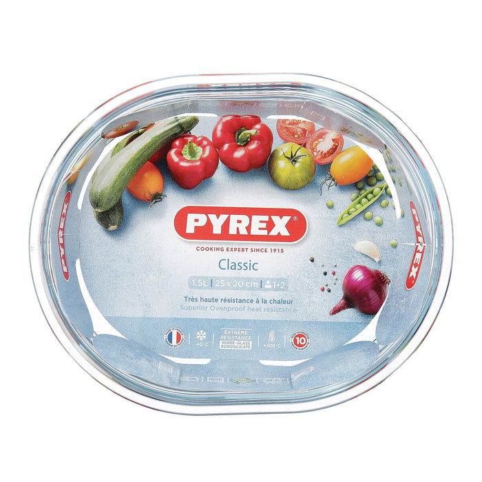 Serving Platter Pyrex Classic Oval Transparent Glass 25 x 20 x 6 cm (6 Units)