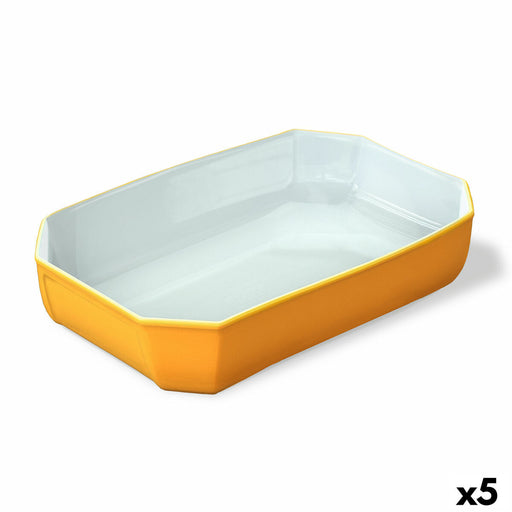 Serving Platter Pyrex Color's Rectangular Yellow Glass 33 x 22 cm (5 Units)