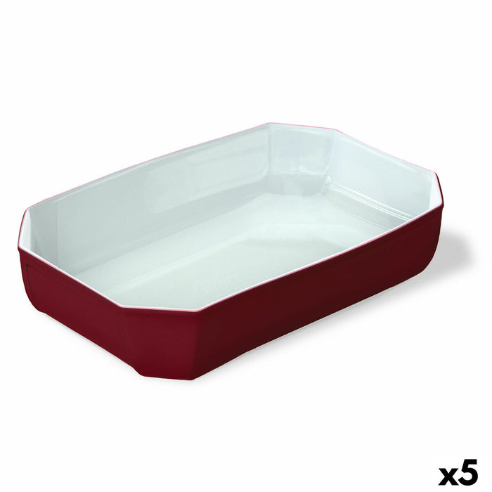 Serving Platter Pyrex Color's Rectangular Red Glass 33 x 22 cm (5 Units)