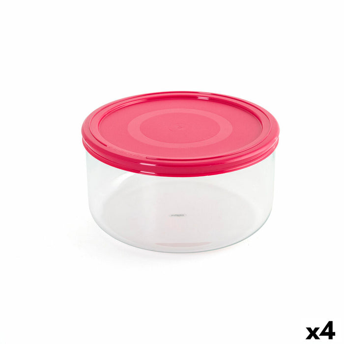 Round Lunch Box with Lid Pyrex Cook & frezze Pink Glass (1,6 L) (4 Units)