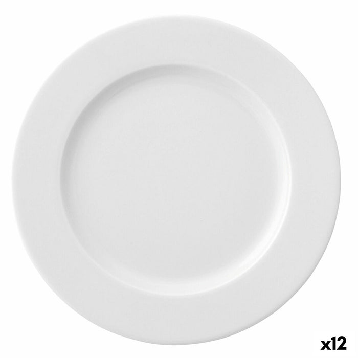 Flat Plate Ariane Prime White Ceramic Ø 27 cm (12 Units)