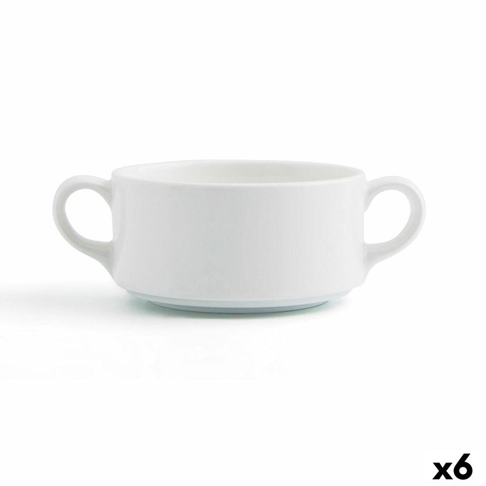 Bowl Ariane Prime With handles Ceramic White 6 Pieces 14 x 5,5 cm