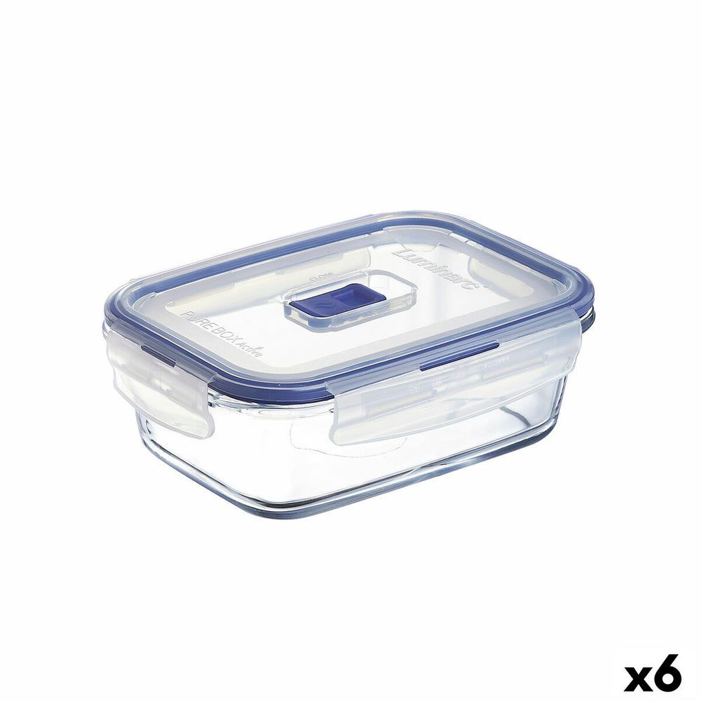 Hermetic Lunch Box Luminarc Pure Box Active 16 x 11 cm 820 ml Bicoloured Glass (6 Units)