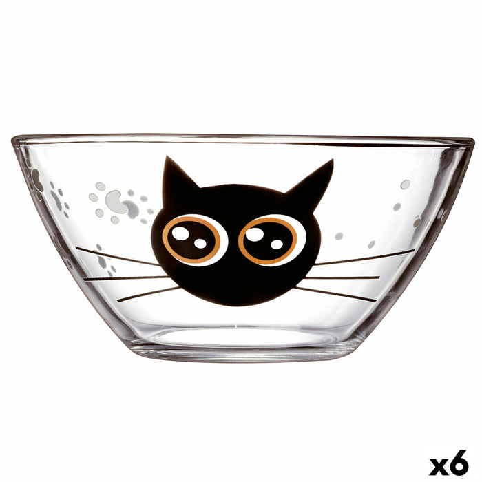 Bowl Luminarc Mistigri Transparent Breakfast Cat Glass 540 ml (6 Pieces)