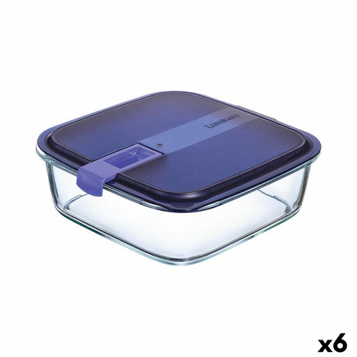 Hermetic Lunch Box Luminarc Easy Box Blue 2,5 L Glass (6 Units)