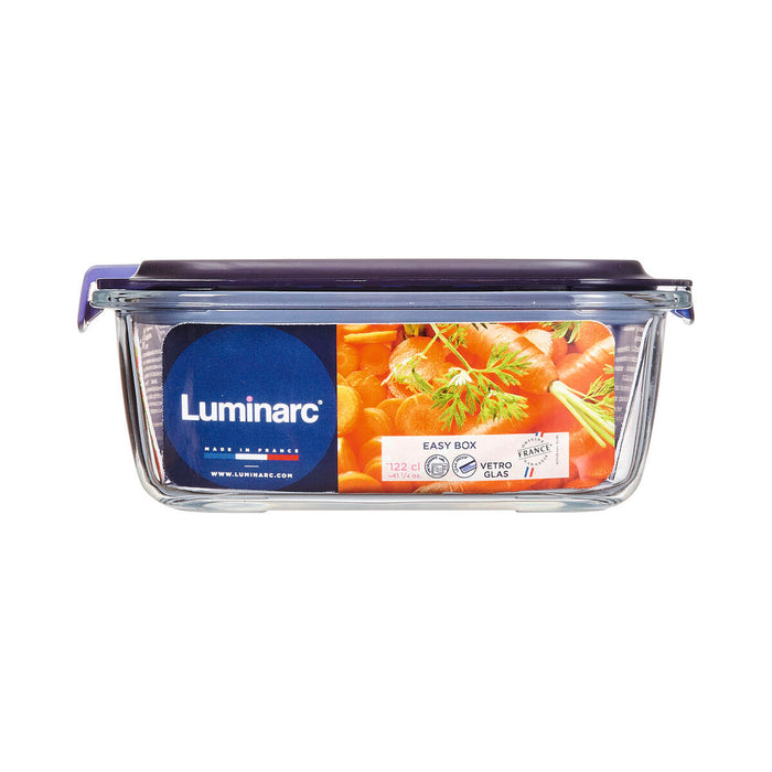 Hermetic Lunch Box Luminarc Easy Box Blue Glass (6 Units) (1,22 L)