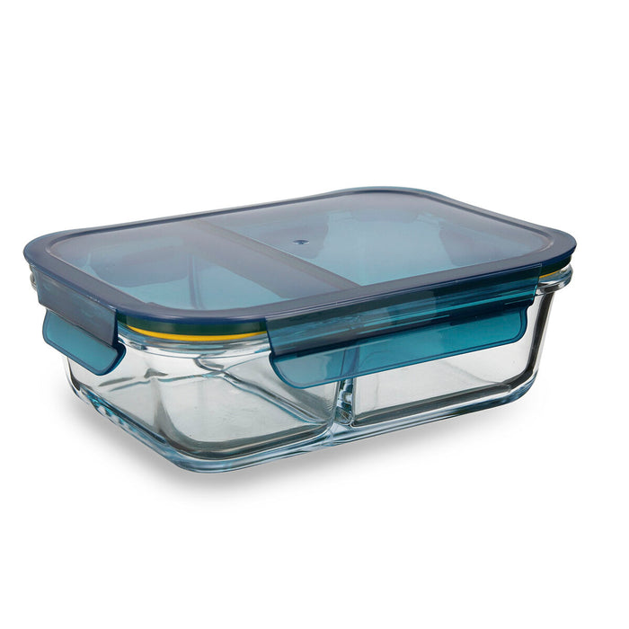 Compartment Lunchbox Quid Astral Blue Glass (520 ml + 350 ml) (6 Units)