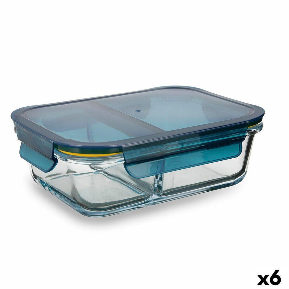 Compartment Lunchbox Quid Astral Blue Glass (520 ml + 350 ml) (6 Units)