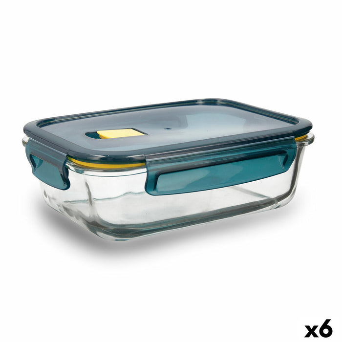 Hermetic Lunch Box Quid Astral Rectangular 1,04 L Blue Glass (6 Units)